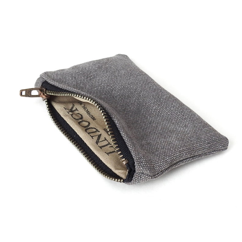 Gray Distressed Canvas Wallet, Coin Purse, Mini Zipper Pouch. Handmade By Lindock image 4