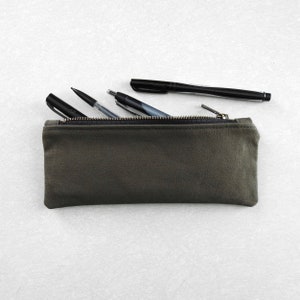 Olive Drab Canvas Pencil Case, Zipper Pouch