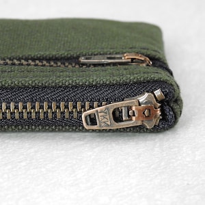 Green Canvas Wallet, Coin Purse, Double Zipper Pouch image 5