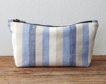 Blue Stripe Cosmetic Bag, Toiletry Pouch