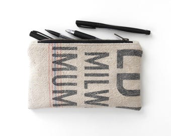 Grain Sack Pencil Case, Recycled Medium Zipper Pouch