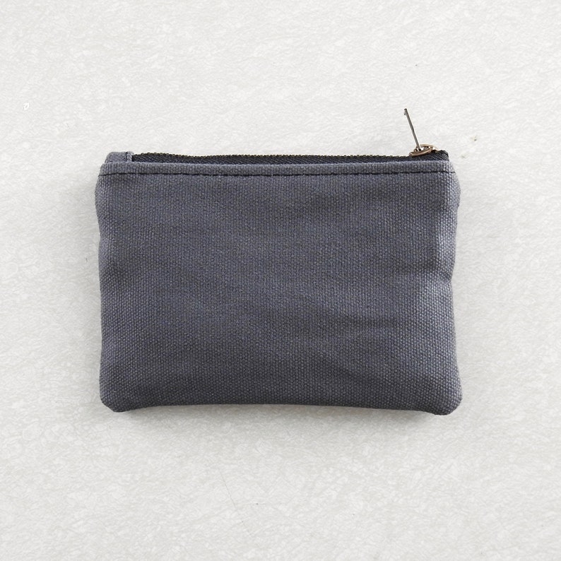Cartera de Lona Gris, Monedero, Estuche Doble Cremallera imagen 3