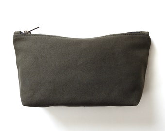 Canvas Toiletry Bag, Large Cosmetic Pouch, Dark Olive Drab