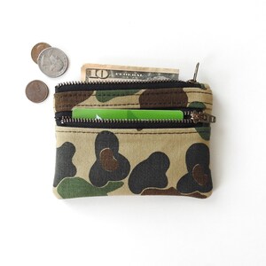 Cartera de lona de camuflaje, monedero con doble cremallera