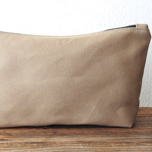 Canvas Toiletry Bag, Large Cosmetic Bag, Beige image 2