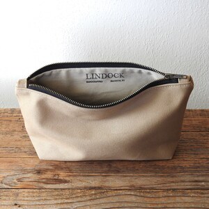 Canvas Toiletry Bag, Large Cosmetic Bag, Beige image 6