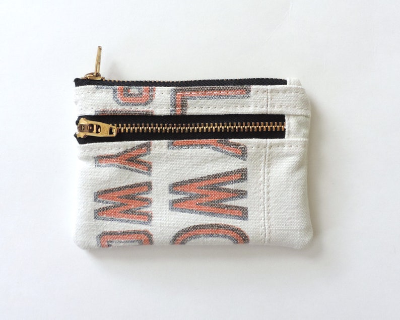 Coin Purse Double Zipper Pouch Recycled Canvas Wallet Lumber Apron