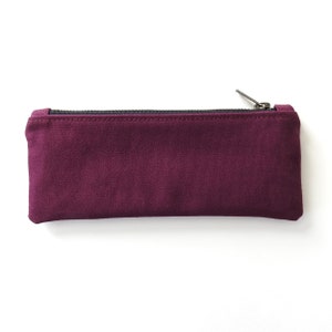 Burgundy Canvas Pencil Case, Zipper Pouch image 3