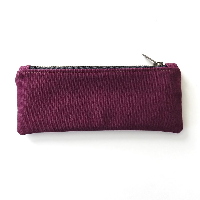 Burgundy Canvas Pencil Case, Zipper Pouch image 3