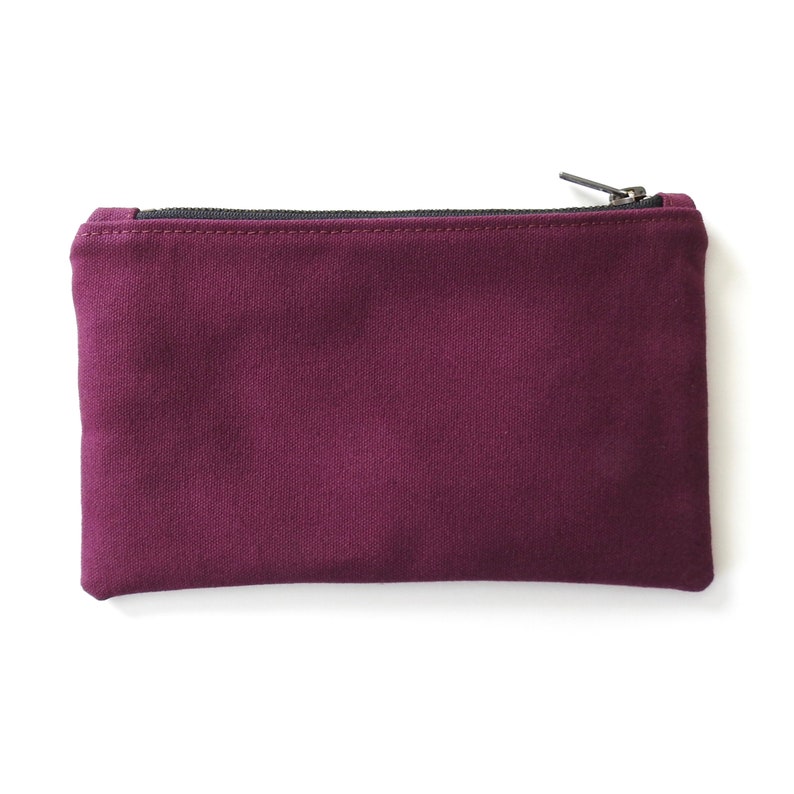 Burgundy Canvas Pencil Case, Medium Zipper Pouch image 3