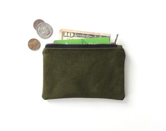 Recycled Military Canvas Wallet, Coin Purse, Zipper Pouch
