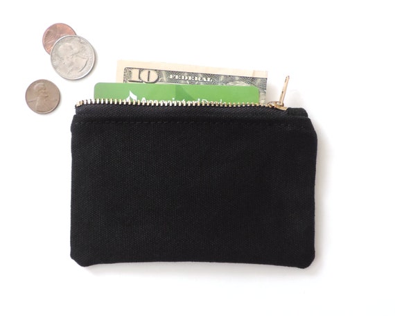 Canvas Wallet Pouch Slim Coin Purse Black | Etsy