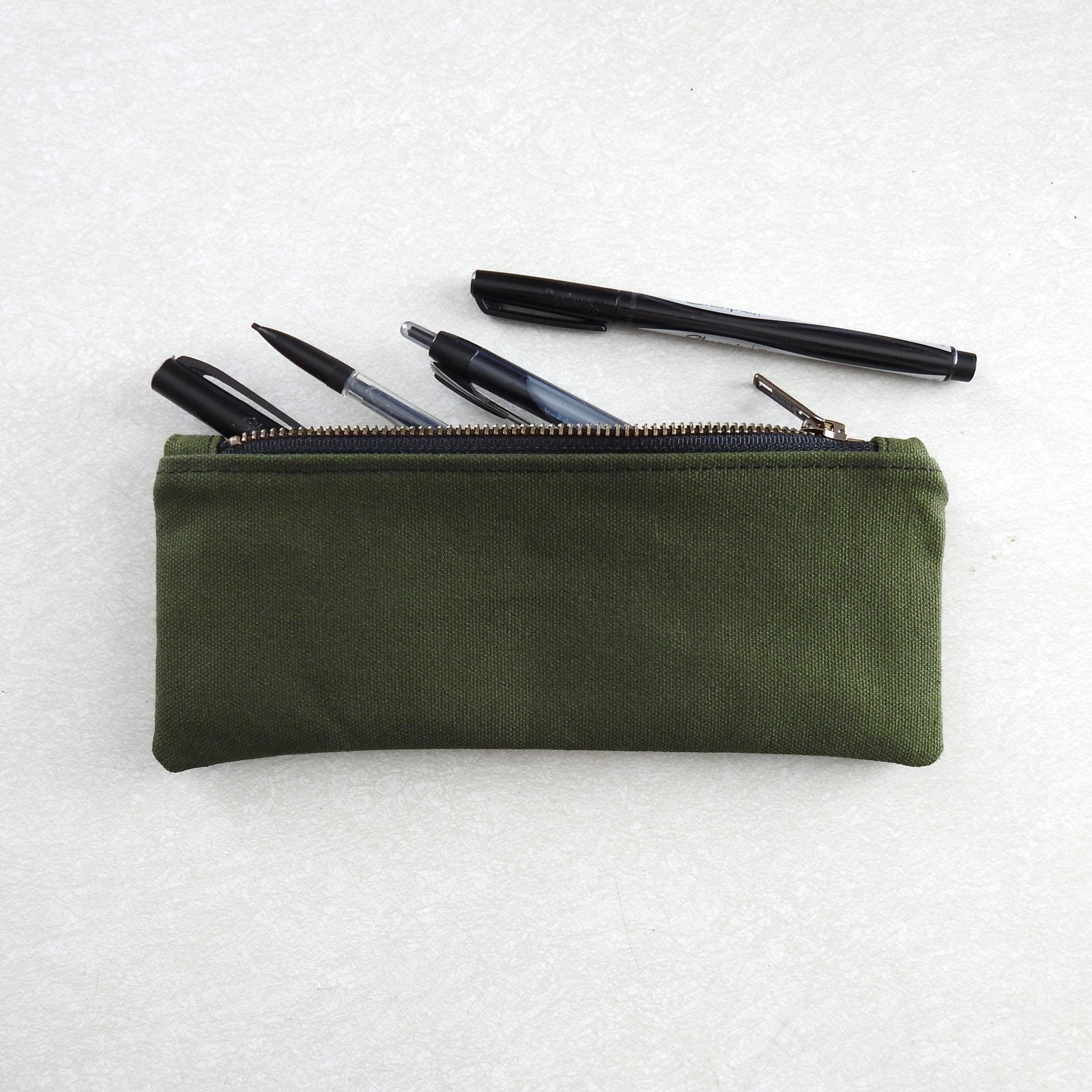 Sluxa Leather Pencil Case, Thin Soft Pen Bag, Small Pencil Case for adults,Senior Leather Minimal Pencil Pouch with zipper.