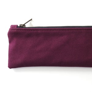 Burgundy Canvas Pencil Case, Zipper Pouch image 6