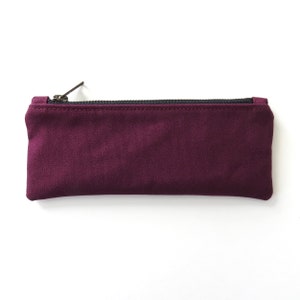 Burgundy Canvas Pencil Case, Zipper Pouch image 2