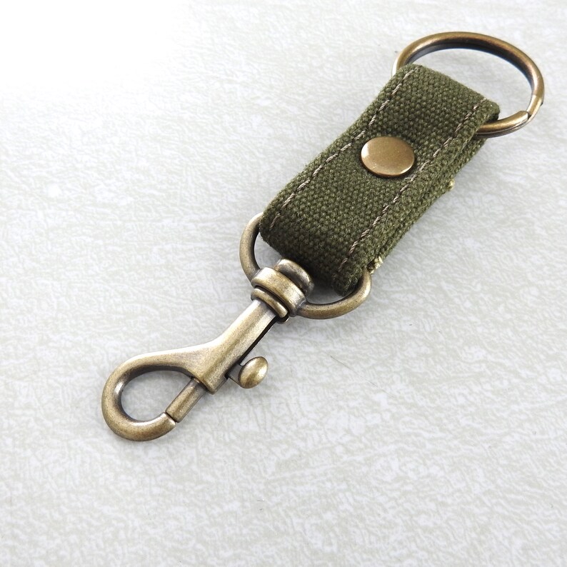 Recycled Canvas Key Fob, Dark Olive Drab Military Canvas image 4