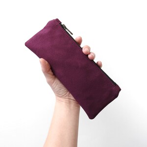 Burgundy Canvas Pencil Case, Zipper Pouch image 7