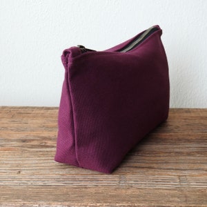 Canvas Toiletry Bag, Large Cosmetic Bag, Burgundy image 4