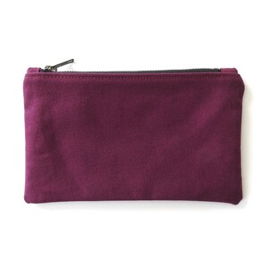 Burgundy Canvas Pencil Case, Medium Zipper Pouch image 2