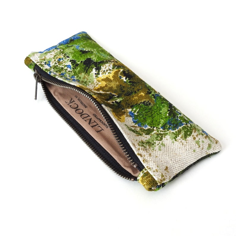 1970s Floral Pencil Case Zipper Pouch Handmade by Lindock