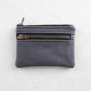 Cartera de Lona Gris, Monedero, Estuche Doble Cremallera imagen 2