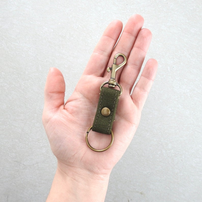 Recycled Canvas Key Fob, Dark Olive Drab Military Canvas image 5