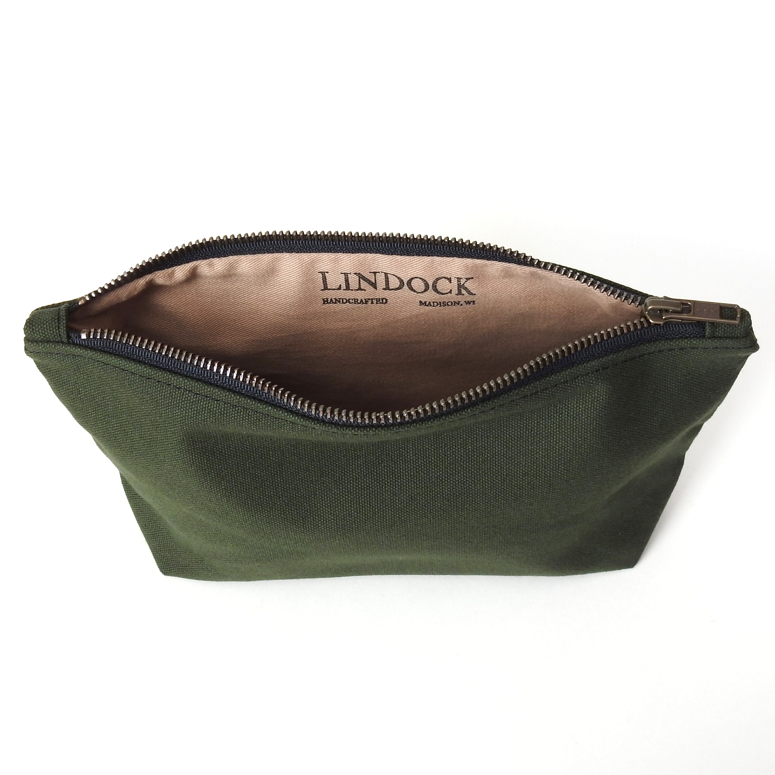 Green Canvas Large Cosmetic Bag Toiletry Bag Etsy