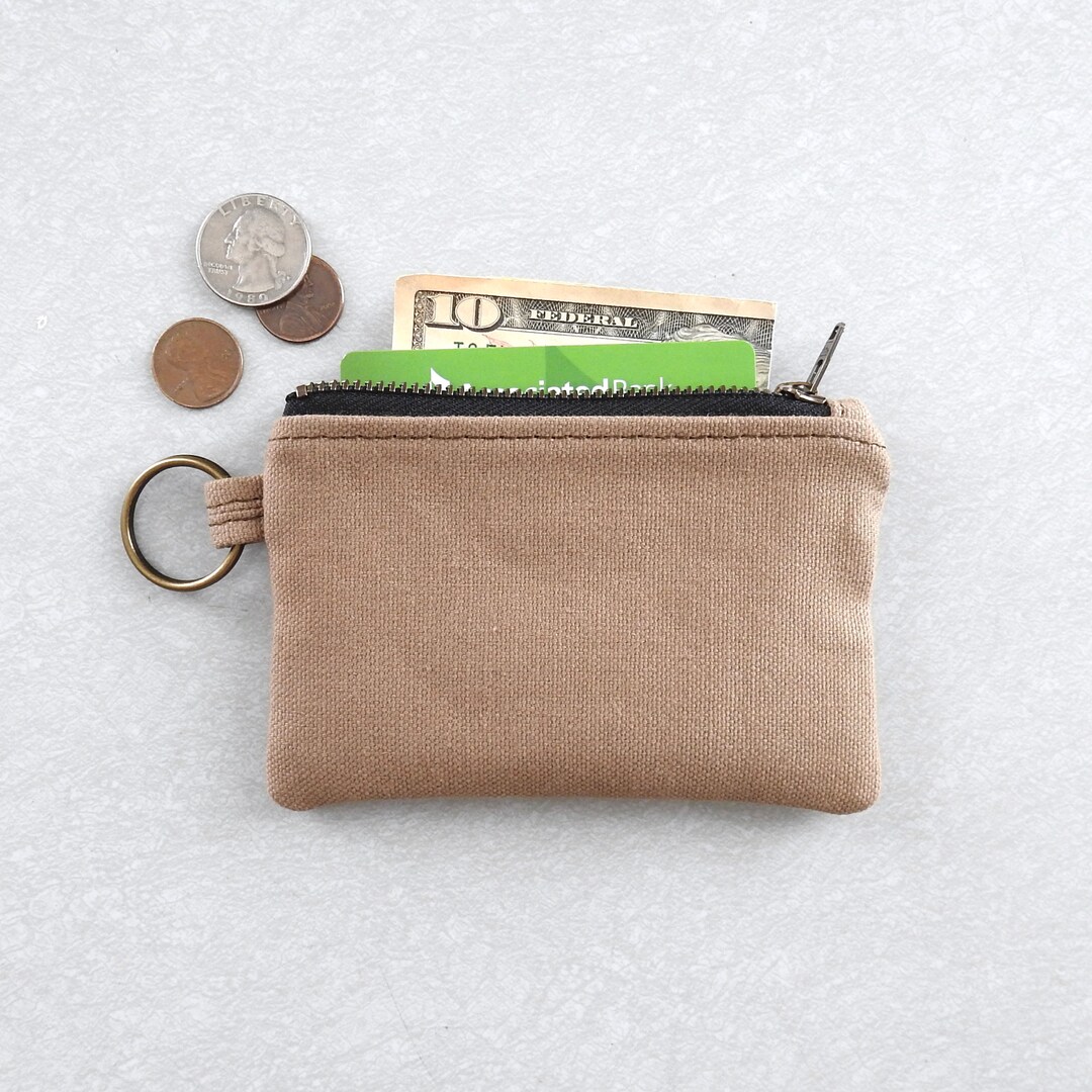 Tan Canvas Keychain Wallet Coin Purse Pouch - Etsy