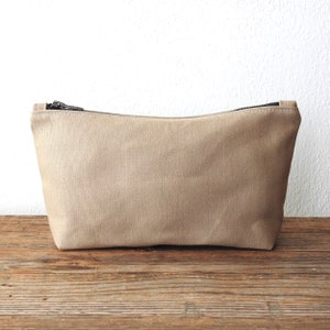 Canvas Toiletry Bag, Large Cosmetic Bag, Beige