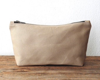 Canvas Toiletry Bag, Large Cosmetic Bag, Beige