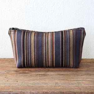 Wool Stripe Cosmetic Bag, Toiletry Pouch, Vintage Fabric