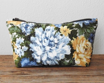 Floral Cosmetic Bag, Toiletry Pouch, Vintage Fabric