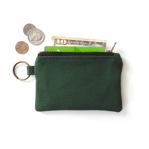 Cartera de llavero de lona verde, bolsa de monedero