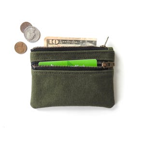 Cartera de lona militar, monedero con doble cremallera, reciclada