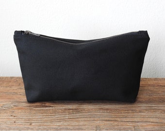Canvas Toiletry Bag, Large Cosmetic Bag, Black