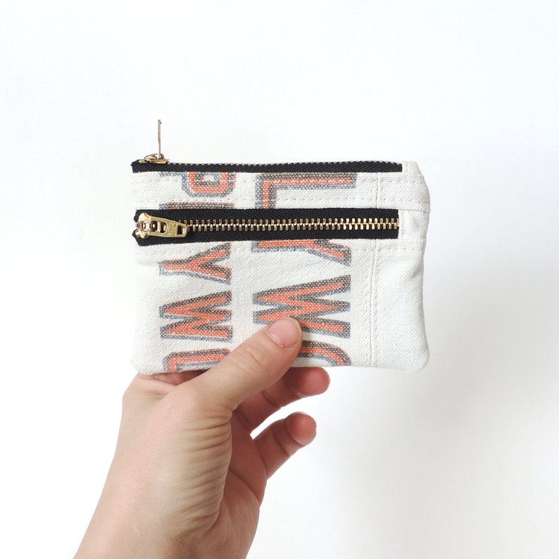 Coin Purse Double Zipper Pouch Recycled Canvas Wallet Lumber Apron