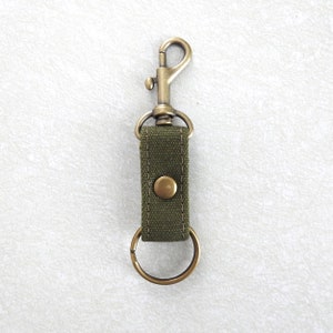 Recycled Canvas Key Fob, Dark Olive Drab Military Canvas image 2