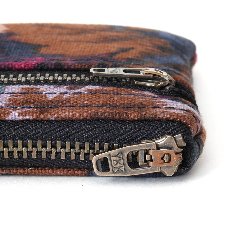Botanical Canvas Double Zipper Wallet Pouch Handmade by Lindock