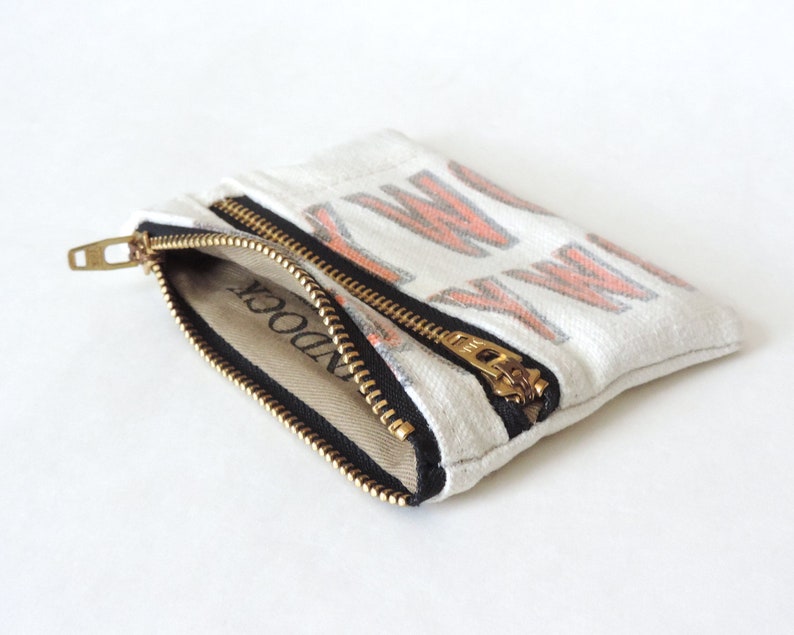 Coin Purse Double Zipper Pouch Recycled Canvas Wallet Lumber Apron
