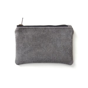 Gray Distressed Canvas Wallet, Coin Purse, Mini Zipper Pouch. Handmade By Lindock image 2