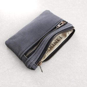 Cartera de Lona Gris, Monedero, Estuche Doble Cremallera imagen 4