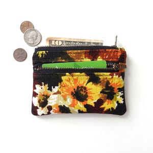 Monedero floral, monedero con doble cremallera, tela vintage