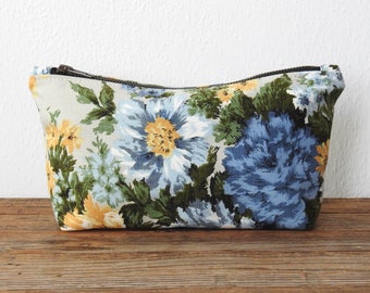 Floral Cosmetic Bag, Toiletry Pouch, Vintage Fabric