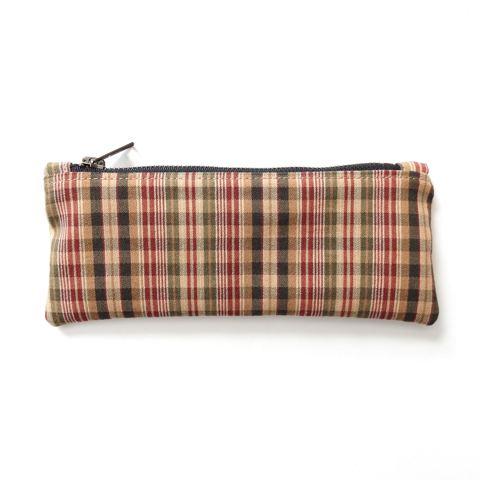 Plaid Pencil Case Zipper Pouch Vintage Fabric. Handmade by Etsy