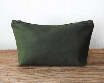 Green Canvas Toiletry Bag, Large Cosmetic Bag