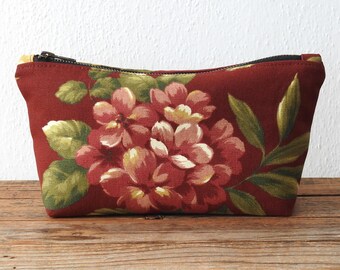 Neceser floral granate, neceser, tela reciclada