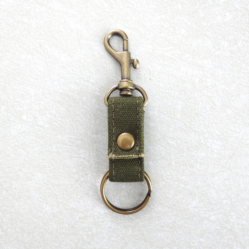 Recycled Canvas Key Fob, Dark Olive Drab Military Canvas image 3