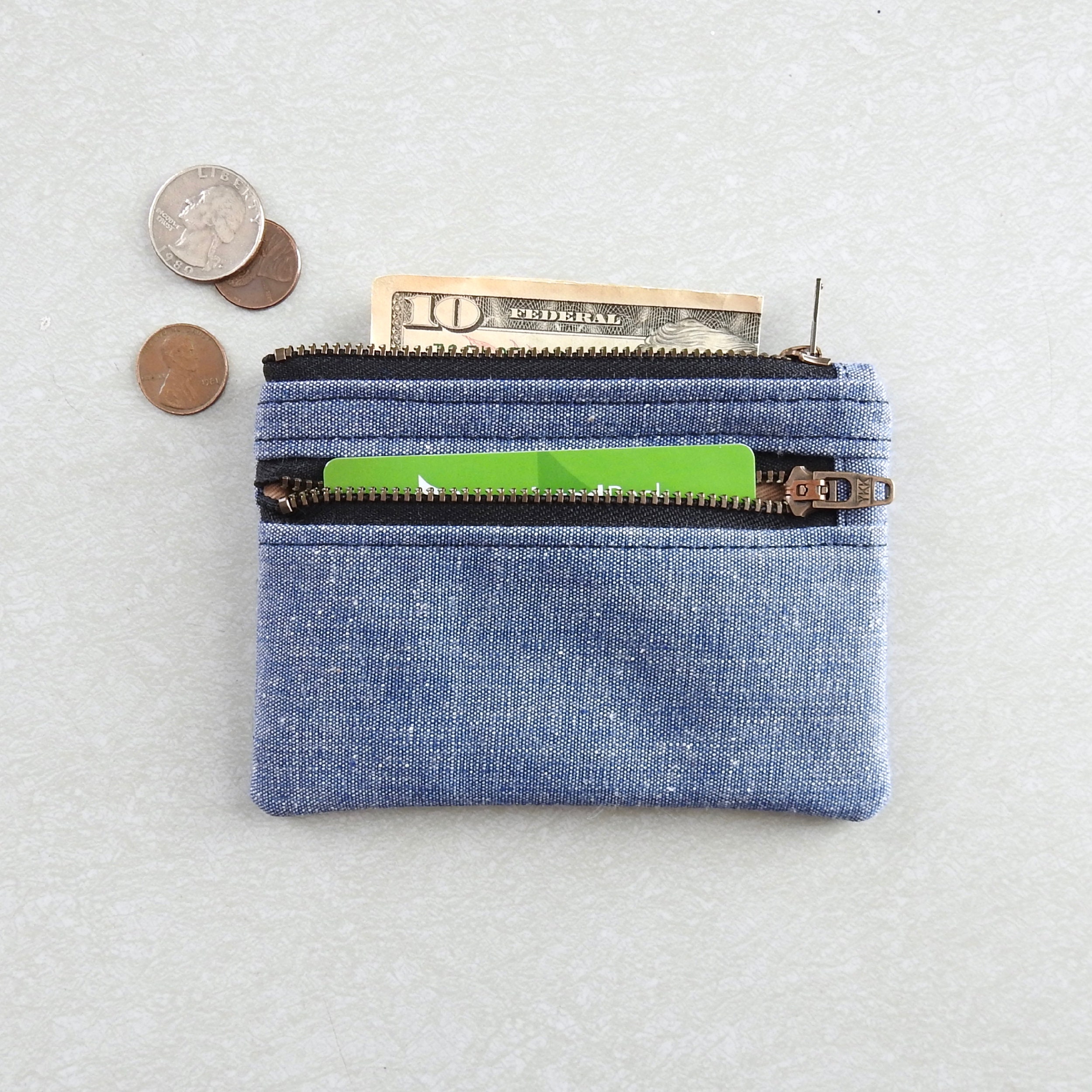 wallet. coin purse Handmade fabric zipped purse coin bag 