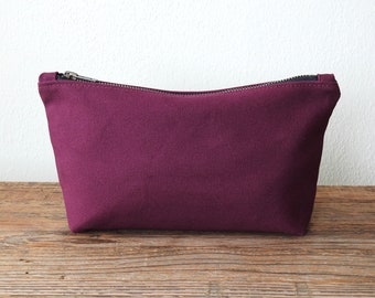 Canvas Toiletry Bag, Large Cosmetic Bag, Burgundy