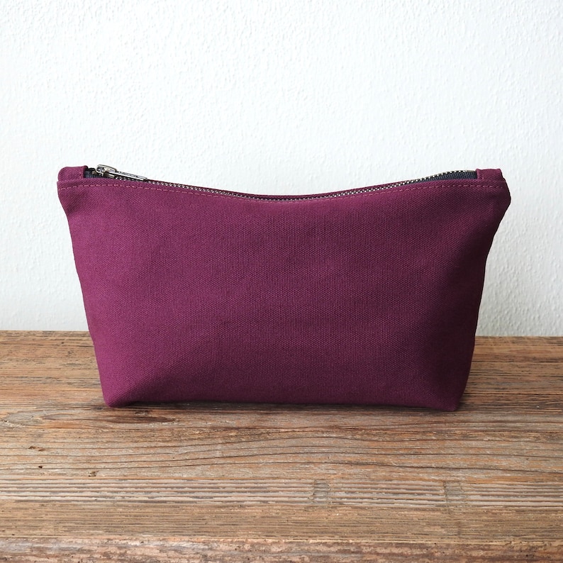 Canvas Toiletry Bag, Large Cosmetic Bag, Burgundy image 1